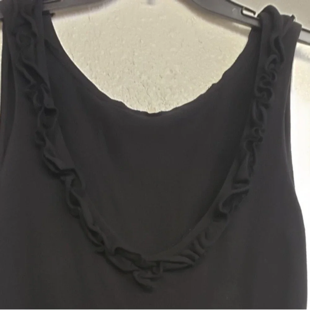 J Crew Ruffled Neck Sleeveless Black Short Dress Size 8